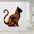 thumbnail image 1 of Manfei Groovy Cat Shower Curtain 72Wx78L, Tribal Boho Floral Bath Curtain, White Orange Black, 1 of 5