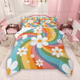 thumbnail image 1 of Manfei Groovy Flower Bedding Comforter Set 2pcs for Girls, Cartoon Rainbow Twin Comforter Sets, Cute Floral Bedding Set Super Cozy Room Decor, 1 of 8