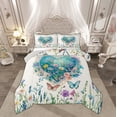 thumbnail image 1 of Manfei Groovy Rose Flower Full Size Comforter Sets, Dreamy Garden Butterfly Bedding Comforter Set, Romantic Love Heart Reversible Bedding Sets, Microfiber Bedroom Decor, 3-Piece, 1 of 8
