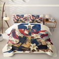 thumbnail image 1 of Manfei Grunge American Flag Twin Quilt Set,Soldier Boots Hat Twin Coverlet Set,Red White Navy,2-Piece, 1 of 7