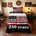 thumbnail image 1 of Manfei Grunge American Flag Twin Sheets, We the People 250 Years Print Bedding, Red Black, Black Reversible 3pcs (1 Flat Sheet, 1 Fitted Sheet and 1 Pillowcase), 1 of 6