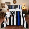 thumbnail image 1 of Manfei Grunge Blue American Flag Queen Comforter Set, Patriotic Fourth of July Comforter Sets Queen, Black White Blue, Black Reversible 3 Pieces, 1 Comforter and 2 Pillowcases, 1 of 6