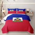 thumbnail image 1 of Manfei Haiti Flag Twin Quilt Set,Patriotic Theme Art Twin Coverlet Set,Blue Red Green,2-Piece, 1 of 7