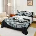 thumbnail image 1 of Manfei Halloween Bat Full Size Sheets for Kids, Aesthetic Marble Bed Sheets, Black Gray Sheet Sets, Luxury Bedroom Decor 4-Piece, 1 of 7