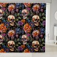 thumbnail image 1 of Manfei Halloween Bat Pattern Shower Curtain 72Wx84L,Skeleton With Roses Bathroom Shower Curtain, 1 of 5
