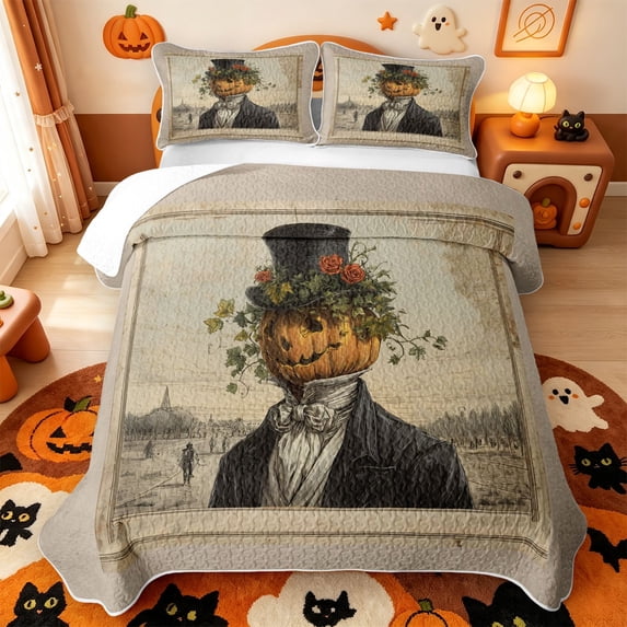 Manfei Halloween Bat Print Quilt King,Skull With Roses King Coverlet Set,Halloween Reversible,3pcs,1 Bedspread and 2 Pillowcases
