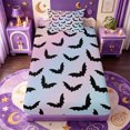 thumbnail image 1 of Manfei Halloween Bat Print Twin Fitted Sheet,Ghost And Pumpkin Bedding,2 Pieces,1 Fitted Sheet and 1 Pillowcase, 1 of 6