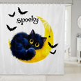 thumbnail image 1 of Manfei Halloween Black Kitten Shower Curtain 72Wx84L, Ink Horror Moon Bathroom Shower Curtain, White Yellow, 1 of 5