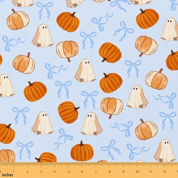 Manfei Halloween Bow Fabric by the Yard 1 Yard, Spooky Home Decor Fabric by the Yard, Brown