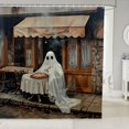 thumbnail image 1 of Manfei Halloween Cartoon Ghost Shower Curtain 72Wx84L,Spooky Skull Print Bathroom Shower Curtain, 1 of 5