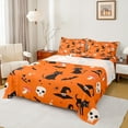thumbnail image 1 of Manfei Halloween Cat Bed Sheets Set Queen Size, Gothic Skull Skeleton Bedding Queen Size, Orange Queen Sheet Sets, Super Cozy Room Decor, 4 Pieces, 1 of 7