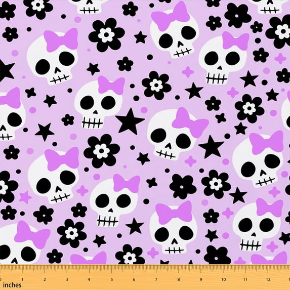 Manfei Halloween Creepy Fabric by the Yard 3 Yards, October Room Decor Fabric by the Yard, Gold