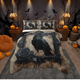 thumbnail image 1 of Manfei Halloween Crow Child Full Size Comforter Sets, Vintage Black Rose Flower Bedding Comforter Set, Western Gothic Style Reversible Bedding Sets, Lightweight Room Decor, 3 Pieces, 1 of 9