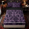 thumbnail image 1 of Manfei Halloween Damask Ghost Zipper Full Size Comforter Sets with Fitted Sheet and 2 Pillowcases, Gothic Flower Zipper Bedding Set, Purple,Black Reversible,4pcs, 1 of 6