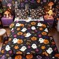 thumbnail image 1 of Manfei Halloween Fall Ghost Pumpkin Queen Bedding 7pcs, Autumn Leaves Bat Bedding Comforter Set Queen, Black Orange Purple,Reversible, 1 of 7