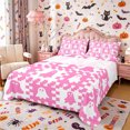 thumbnail image 1 of Manfei Halloween Ghost King Sheets 4pcs, Vintage Geometric Checkered Bedding, Hot Pink White,1 Fitted Sheet, 1 Flat Sheet and 2 Pillowcases, 1 of 5