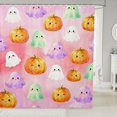 thumbnail image 1 of Manfei Halloween Ghost Print Shower Curtain 72Wx78L,Minimalist Skull Bath Curtain, 1 of 5