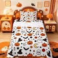 thumbnail image 1 of Manfei Halloween Ghost Print Twin Sheets,Pumpkin With Bat Spider Web Bedding,3pcs,1 Flat Sheet,1 Fitted Sheet and 1 Pillowcase, 1 of 6