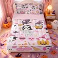 thumbnail image 1 of Manfei Halloween Ghost Print Zipper Queen Comforter Set with Fitted Sheet and 2 Pillowcases,Ghost And Pumpkin Zipper Bedding Set,Pink Reversible,4-Piece, 1 of 7