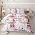 thumbnail image 1 of Manfei Halloween Ghost Stars Quilt Full for Girls, Pink White Pumpkin Bow Full Bedspread Sets, 1 of 7