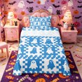 thumbnail image 1 of Manfei Halloween Ghost Twin Sheets 3pcs, Vintage Geometric Checkered Bedding, Blue White,1 Fitted Sheet, 1 Flat Sheet and 1 Pillowcase, 1 of 5