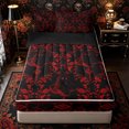 thumbnail image 1 of Manfei Halloween Ghost Zipper Full Size Comforter Sets with Fitted Sheet and 2 Pillowcases, Gothic Floral Damask Zipper Bedding Set, Red Black,Black Reversible,4 Pieces, 1 of 6