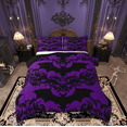 thumbnail image 1 of Manfei Halloween Gothic Bat Queen Comforter Set, Bohemian Damask Flower Print Bedding Sets, Mystic Hippie Western Reversible Bedding Comforter Set, Luxury Bedroom Decor, 3 Pieces, 1 of 8