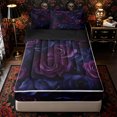 thumbnail image 1 of Manfei Halloween Gothic Dark Rose Zipper Full Size Comforter Sets with Fitted Sheet and 2 Pillowcases, Chic Flower Zipper Bedding Set, Purple Magenta Navy,Black Reversible,4 Pieces, 1 of 6