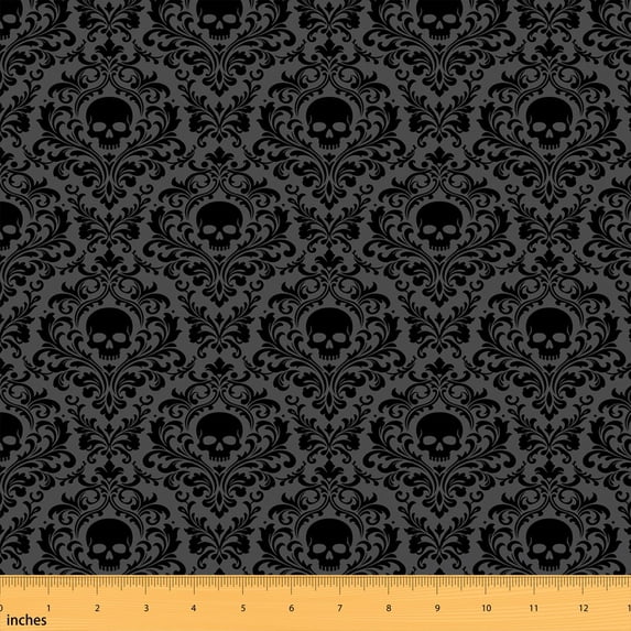 Manfei Halloween Gothic Fabric by the Yard 5 Yards, Bat Fabric for Sewing