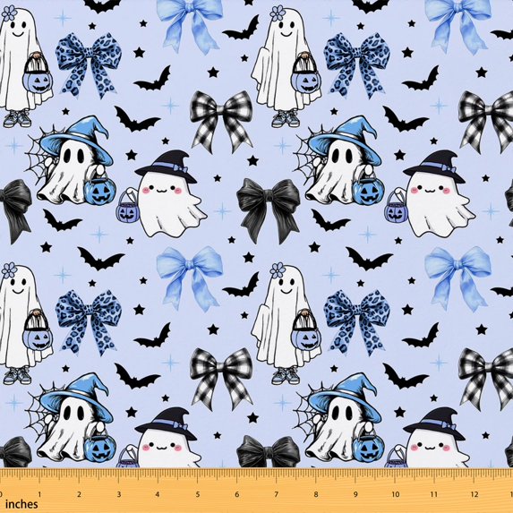 Manfei Halloween Haunted Fabric by the Yard 2 Yards, Skeleton Sewing Fabric, Gray