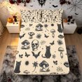 Manfei Halloween Icon Fitted Sheet Full, Skull Mushroom Bed Set, Cream ...