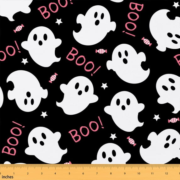 Manfei Halloween Jack O Lantern Fabric by the Yard 3 Yards, Trick Or Treat Room Decor Fabric by the Yard, Burgundy