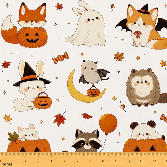 Manfei Halloween October Fabric by the Yard 10 Yards, Haunted Home Decor Fabric by the Yard, Red