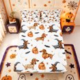 thumbnail image 1 of Manfei Halloween Pumpkin Print Fitted Sheet Queen,Cute Dachshund Bedding,3 Pieces,1 Fitted Sheet and 2 Pillowcases, 1 of 6