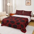 thumbnail image 1 of Manfei Halloween Pumpkin Sheet Set Twin,Spooky Ghost Bat Bedding Sets Twin Size,Red Black Twin Sheet Sets,Lightweight Room Decoration,3 Pieces, 1 of 7