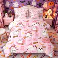 thumbnail image 1 of Manfei Halloween Pumpkin Skull Ghost Full Size Bedding Sets 7 Pieces, Spooky Animal Full Size Bed in a Bag,Pink Reversible, 1 of 7