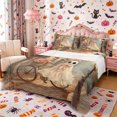 thumbnail image 1 of Manfei Halloween Romantic Ghost Bed Sheets 4-Piece, Autumn Rose Leaves Full Size Sheets, Brown Orange Pink,1 Fitted Sheet, 1 Flat Sheet and 2 Pillowcases, 1 of 5