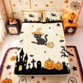 thumbnail image 1 of Manfei Halloween Skeleton Pattern Fitted Sheet Full,Magic Witch Cat Bed Set,3 Pieces,1 Fitted Sheet and 2 Pillowcases, 1 of 6
