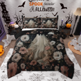 thumbnail image 1 of Manfei Halloween Spooky Animal Bedding Comforter Set, Chic Floral Flower Twin Comforter Sets, Gothic Ghost Bedding Set, Breathable Home Decor, Reversible 2 Pieces, 1 of 8