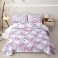 thumbnail image 1 of Manfei Halloween Themed Ghosts Twin Quilt Set,Lovely Initial Twin Coverlet Set,Gray,2-Piece, 1 of 7