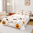 thumbnail image 1 of Manfei Halloween Themed Queen Sheets,Kawaii Ghosts Queen Sheet Sets,Black,4 Pieces,1 Flat Sheet, 1 Fitted Sheet and 2 Pillowcases, 1 of 6
