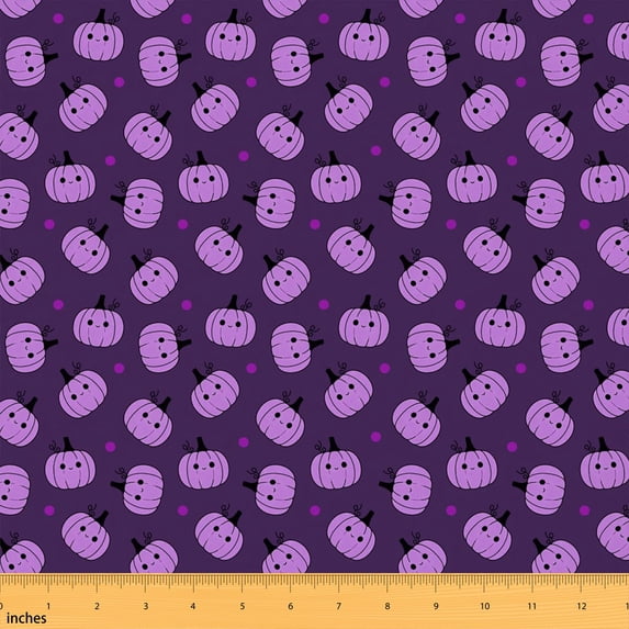 Manfei Halloween Witch Fabric by the Yard 10 Yards, Creepy Home Decor Fabric by the Yard, Purple