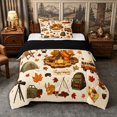 thumbnail image 1 of Manfei Happy Camping Twin Comforter Sets 2pcs,Cartoon Deer Car Bedding Set,Cream Orange,1 Comforter and 1 Pillowcase,Reversible, 1 of 6