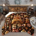 thumbnail image 1 of Manfei Happy Christmas Full Size Comforter Sets,Xmas Gingerbread House Bedding Comforter Set,Retro Cake Candy Cane Bedding Sets For Teens,Breathable Home Decor Reversible,3pcs, 1 of 8