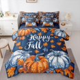 thumbnail image 1 of Manfei Happy Fall 7 Pieces Bedding Comforter Set,Rustic Pumpkin Maples Full Bedding Set,Orange Blue Fitted Sheet Flat Sheet For Girl Boys,Microfiber Bedroom Decor Reversible, 1 of 8