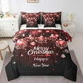 thumbnail image 1 of Manfei Happy Festival Bedding Comforter Set 7-Piece for Teens, Vintage Christmas Style King Bedding Sets, Snowflake Ball Reversible Bed Sheets, Ultra Soft Home Decor, 1 of 7