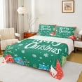 thumbnail image 1 of Manfei Happy Festival Queen Sheet Sets for Teens, Green Christmas Style Flat Sheet, Snowflake Gifts Queen Fitted Sheet, Super Cozy Room Decor, 4-Piece, 1 of 7