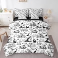 thumbnail image 1 of Manfei Happy Halloween Ghost Bedding Comforter Set 7 Pieces,Spooky Pumpkin Cat Full Bedding Set,Sketch Black Bats Fitted Sheet Flat Sheet For Children,Microfiber Bedroom Decor Reversible, 1 of 8