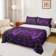 thumbnail image 1 of Manfei Happy Halloween Spider Web Bed Sheets,Cartoon Gamepad King Sheets,Purple Black Sheet Set For Kid Boy,Lightweight Room Decorative,4-Piece, 1 of 7
