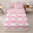thumbnail image 1 of Manfei Happy Halloween Zipper Full Size Comforter Sets with Fitted Sheet and 2 Pillowcases,Cartoon Bow Ghosts Zipper Bedding Set,Pink,Pink Reversible,4pcs, 1 of 8